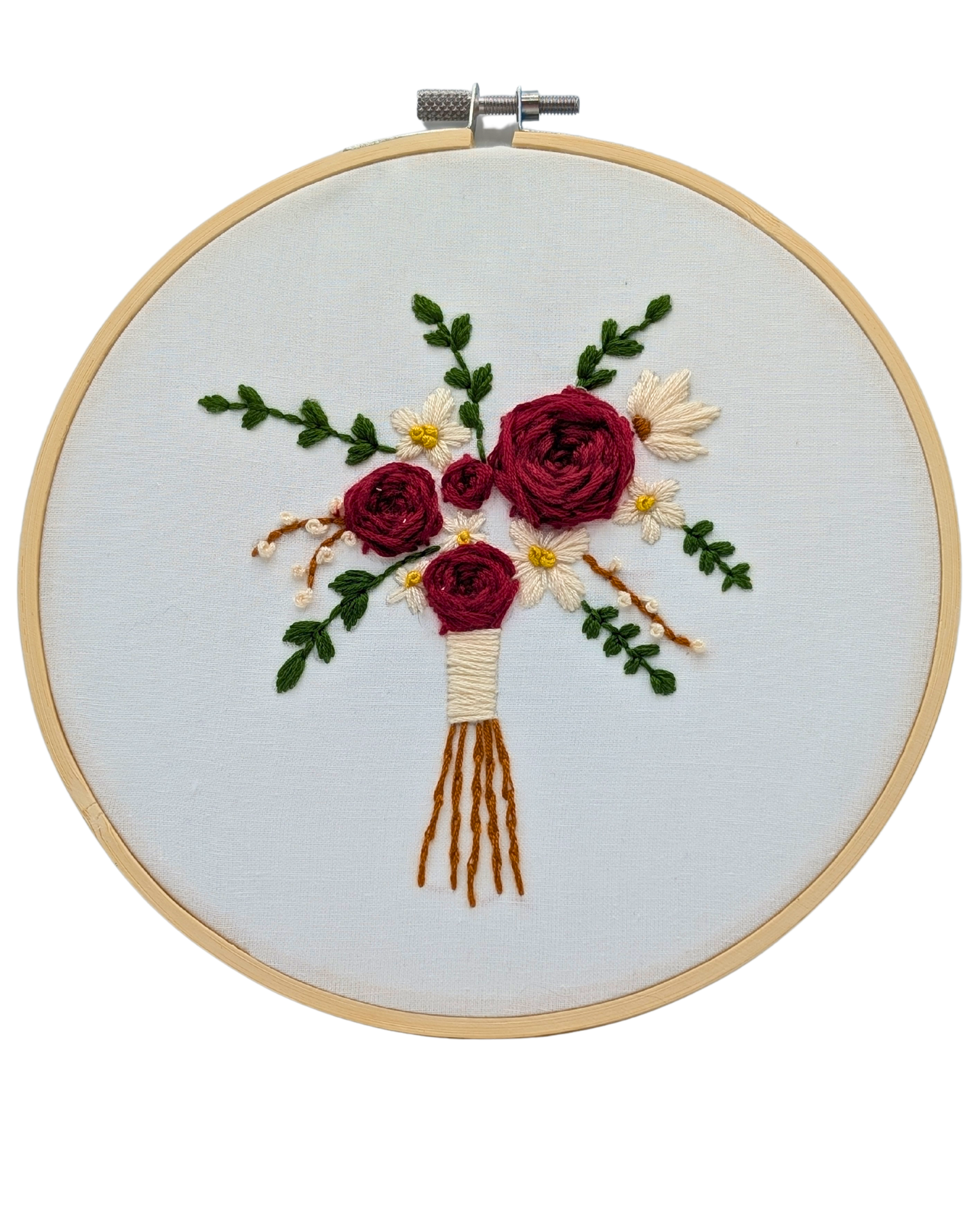 Cadre brodé Bouquet de roses