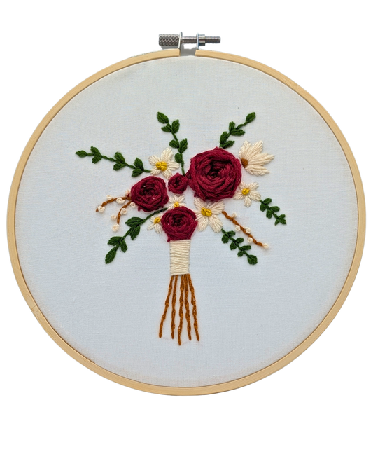 Cadre brodé Bouquet de roses