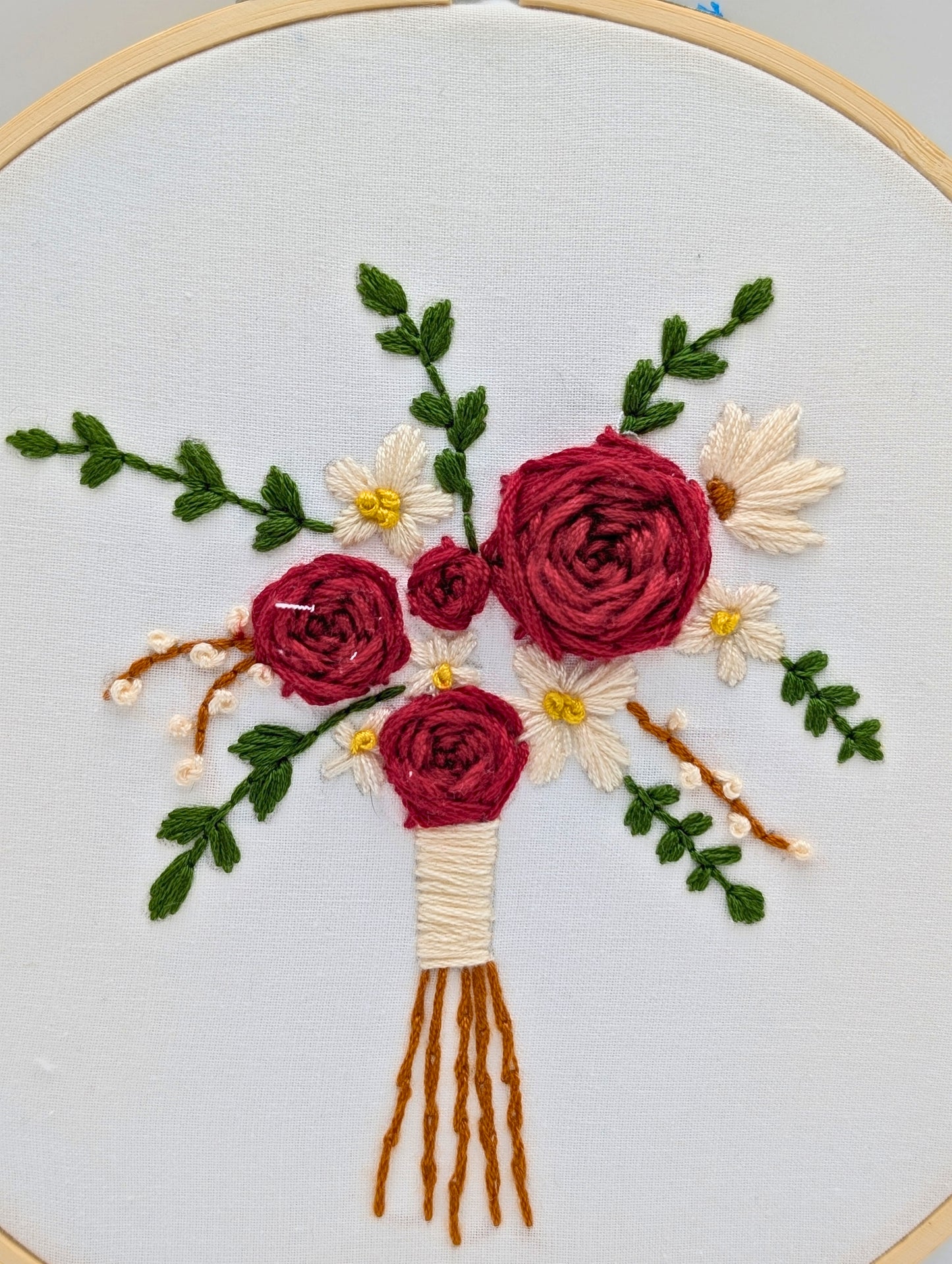 Cadre brodé Bouquet de roses