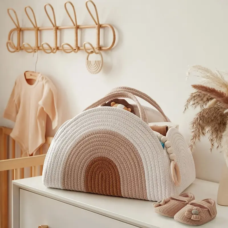 Panier "Arc-en-ciel" tissé – Rangement & déco