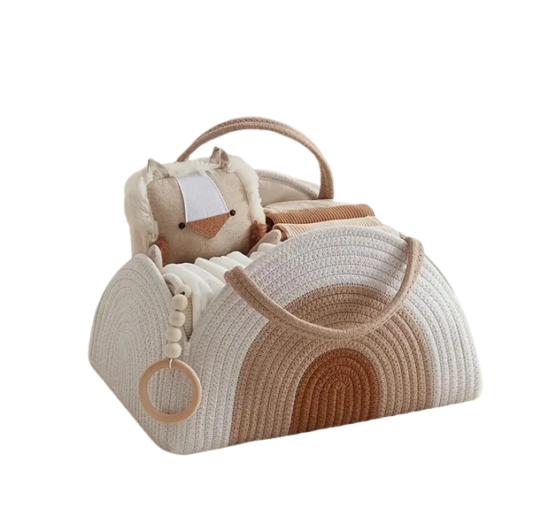 Panier "Arc-en-ciel" tissé – Rangement & déco